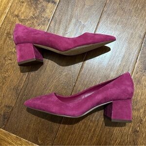 Gibson Latimer Fuchsia Suede Block Heels